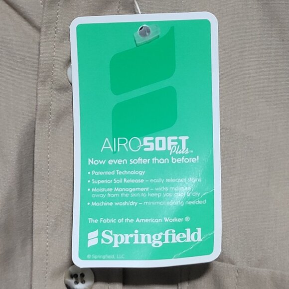 Work America Uniform Shirt Mens Small Beige Button Front Long Sleeve New - Picture 3 of 5